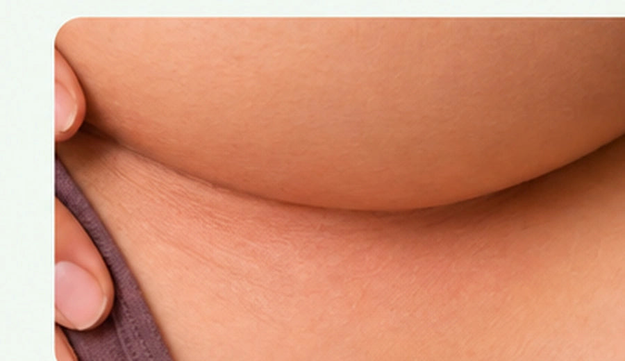 Illustrative close-up of a clean skin fold after allowing product to settle