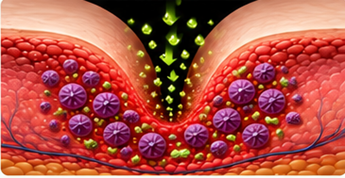 Conceptual medical illustration of irritation in a skin fold
