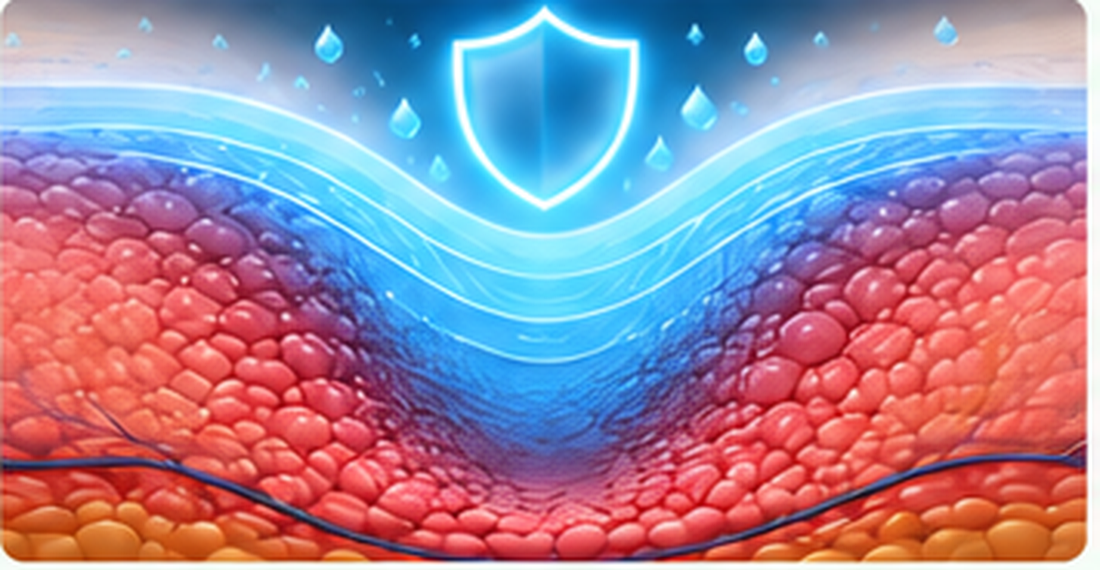 Conceptual illustration of a soothing protective layer over skin
