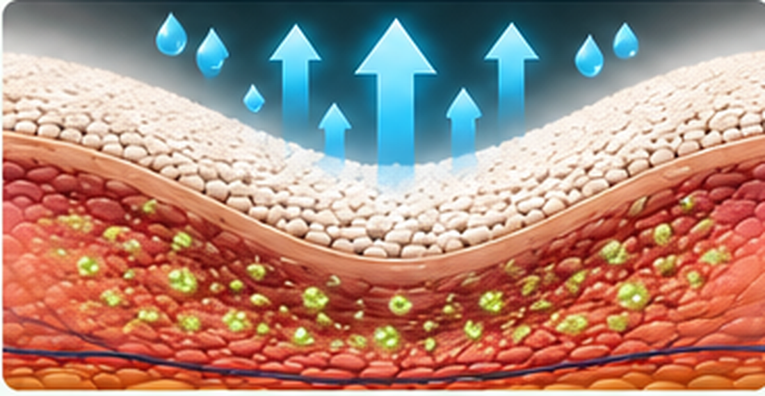 Conceptual illustration of a skin surface with a protective, moisture-managing layer