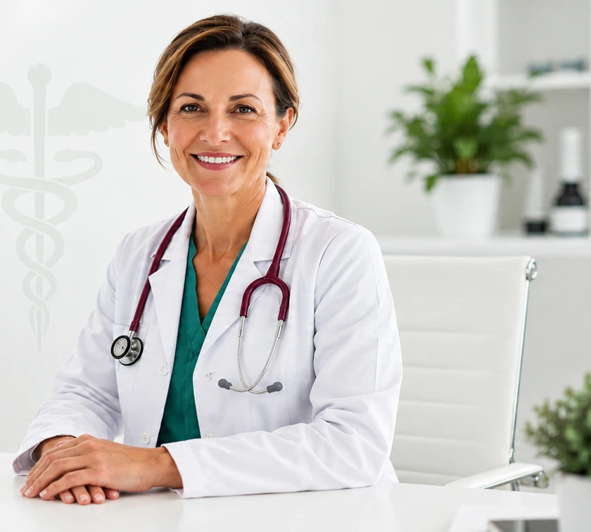 Illustrative healthcare-professional portrait, not a Lomovia medical endorsement